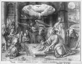 Leben Christi, Anbetung der Hirten, vorbereitende Studie für den Wandteppichentwurf für die Kirche Saint-Merri in Paris, um 1585-90